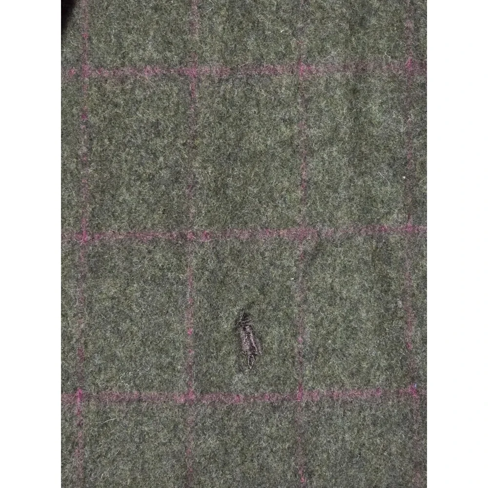 Polo Ralph Lauren Men's Plaid Wool Blend‎ Scarf with Fringe Made in Italy (AB)